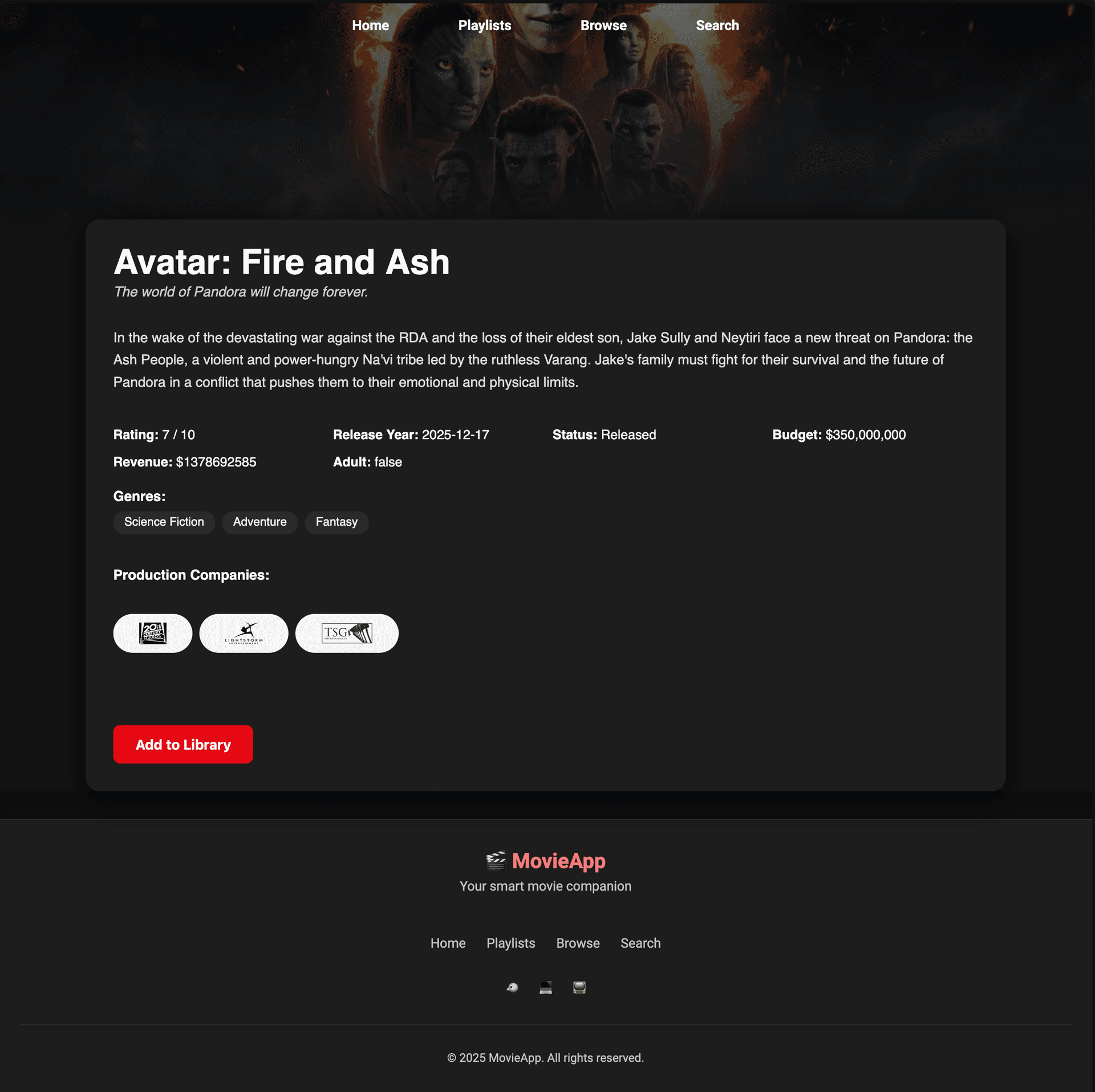 Movie browse page