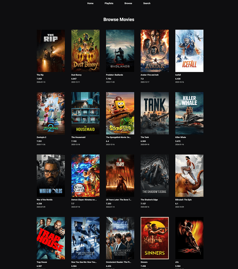 Movie detail page